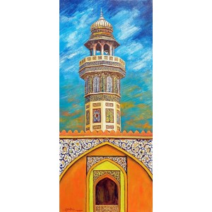 Anwer Sheikh, 12 x 36 Inch, Acrylic on Canvas, Cityscape Painting, AC-ANS-095